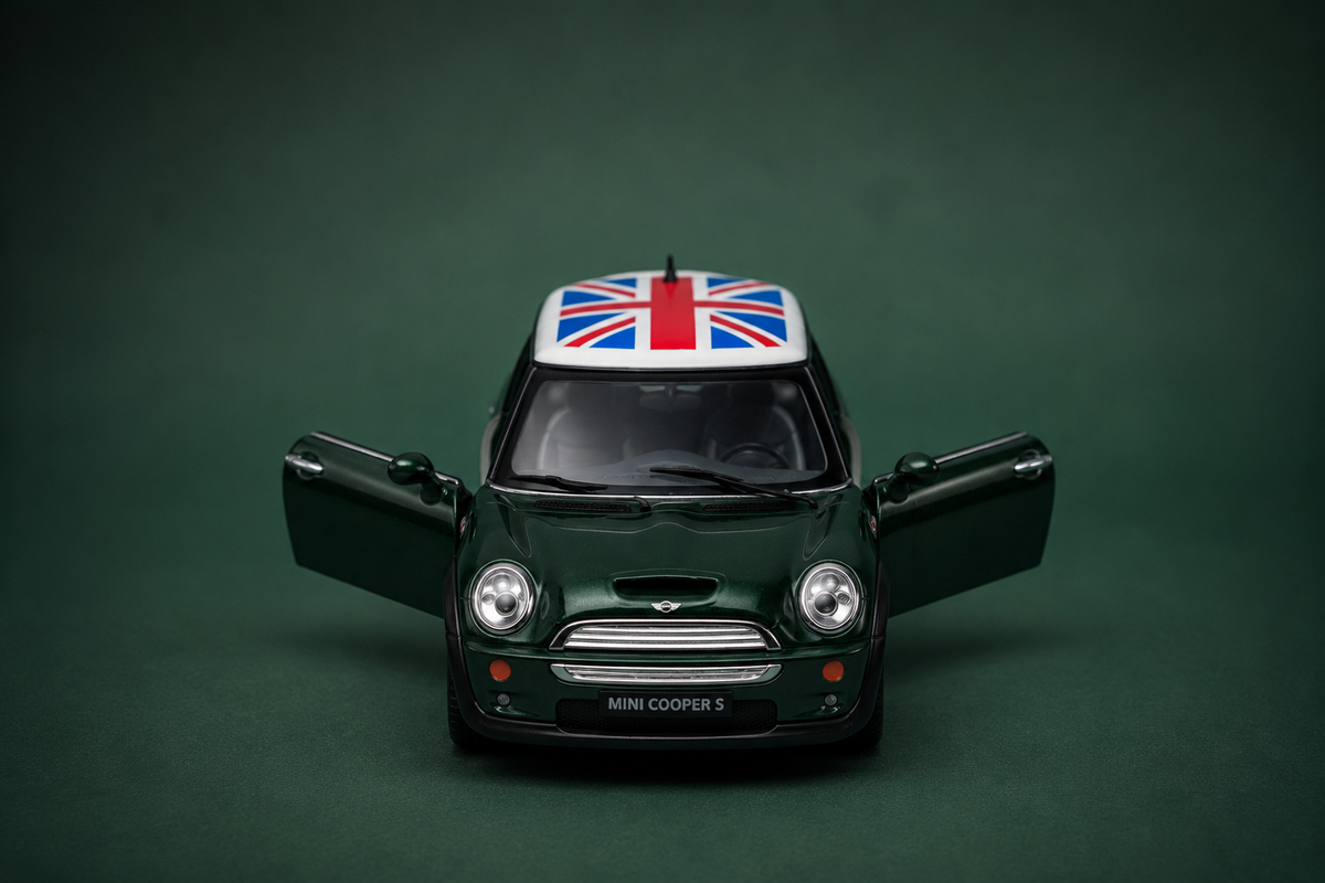 Mini Cooper S Die-Cast Model Car | Metal Pull-Back Toy with Openable Doors